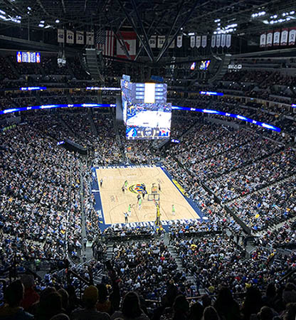 Picture of basketball at the Pepsi Center. 